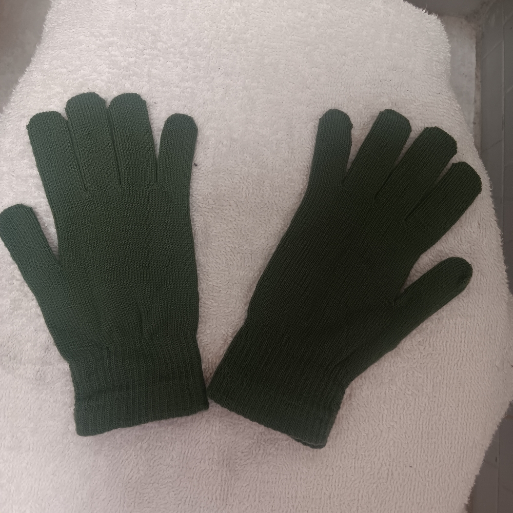 Green Knit Gloves for Men